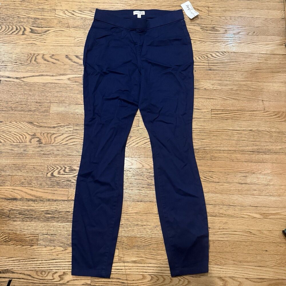 NEW Maison Jules Pull On Singapore Skinny Pants Small Navy Office Career Stretch
